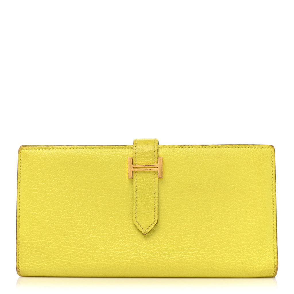 Chevre Mysore Bearn Gusset Wallet Lime - twins