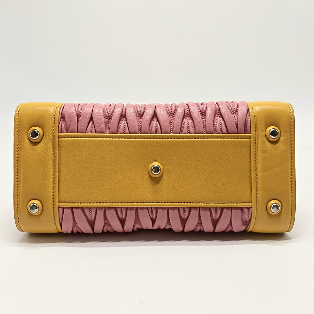 Yellow/Pink Matelasse Leather Top Handle Bag Twins