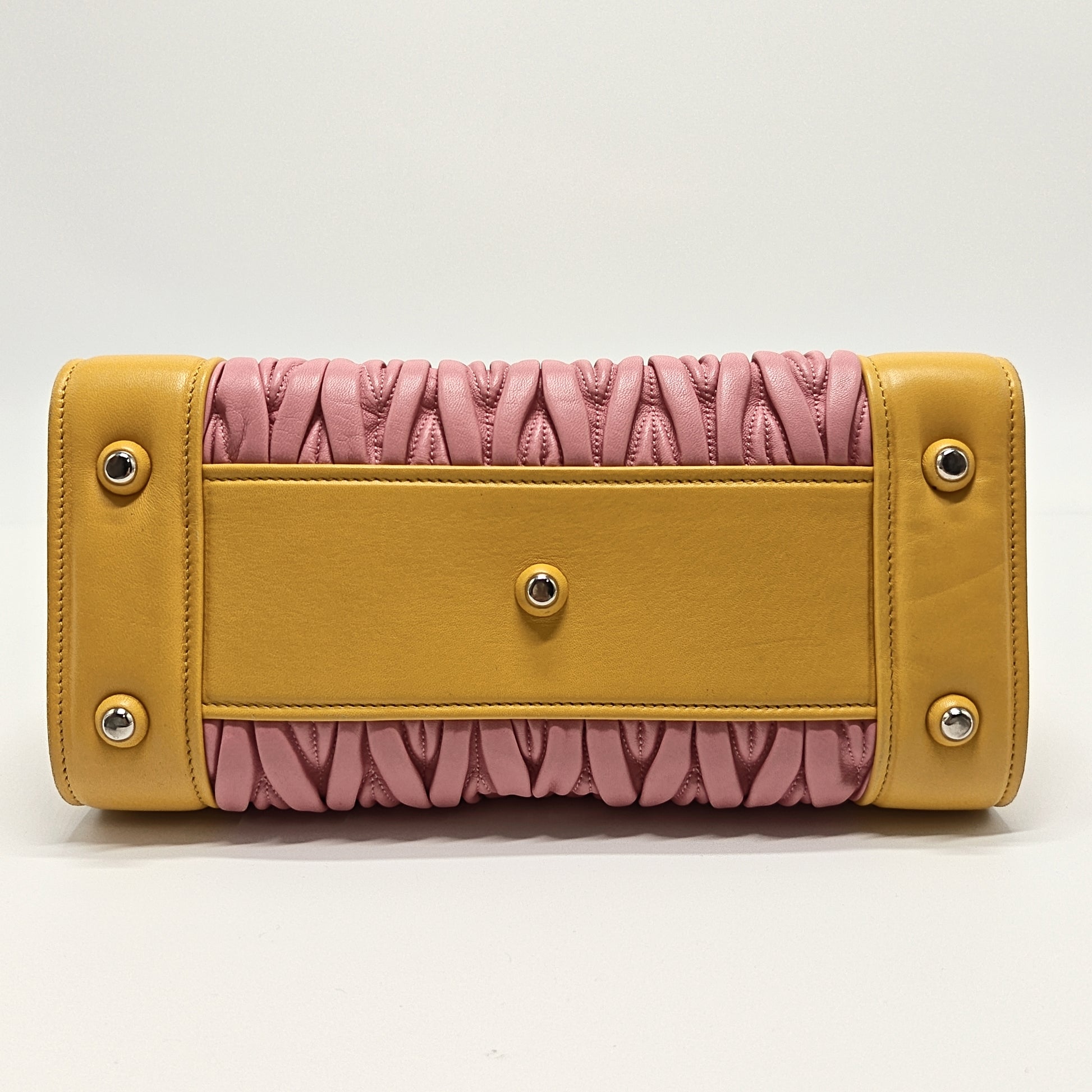 Yellow/Pink Matelasse Leather Top Handle Bag Twins