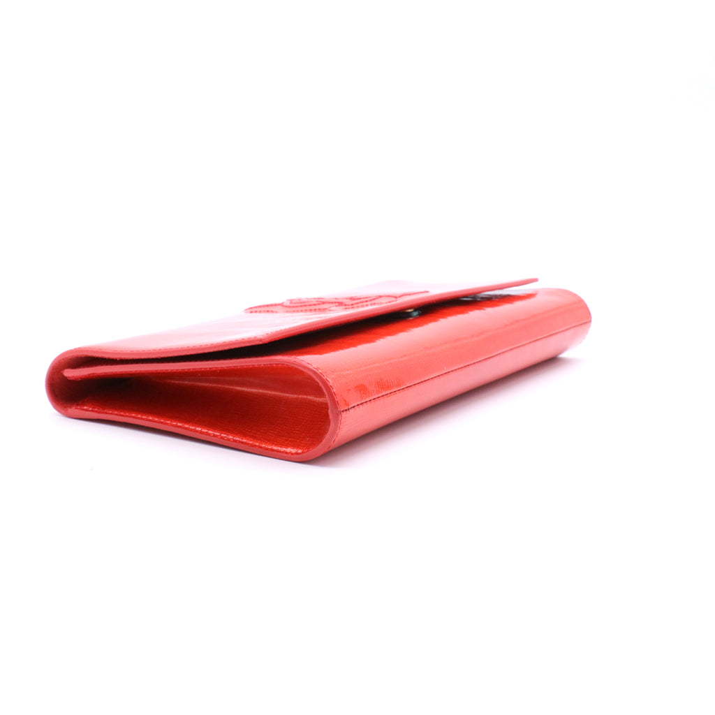 Orange Patent Leather Belle De Jour Clutch twins