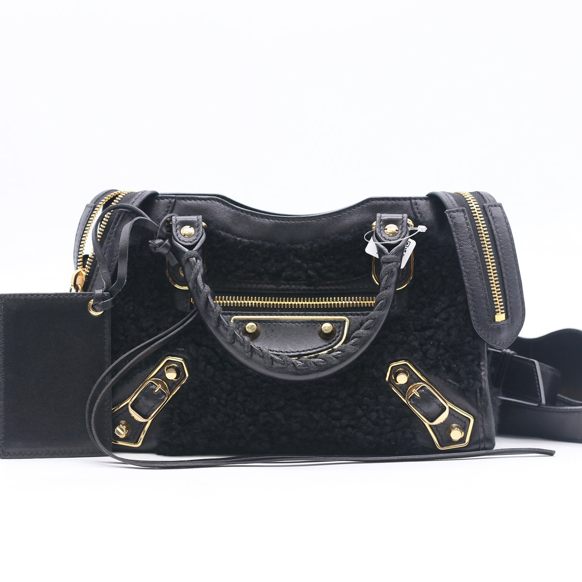 Shearling Gold Metallic Edge Hardware Mini City Black Twins LDJ6857