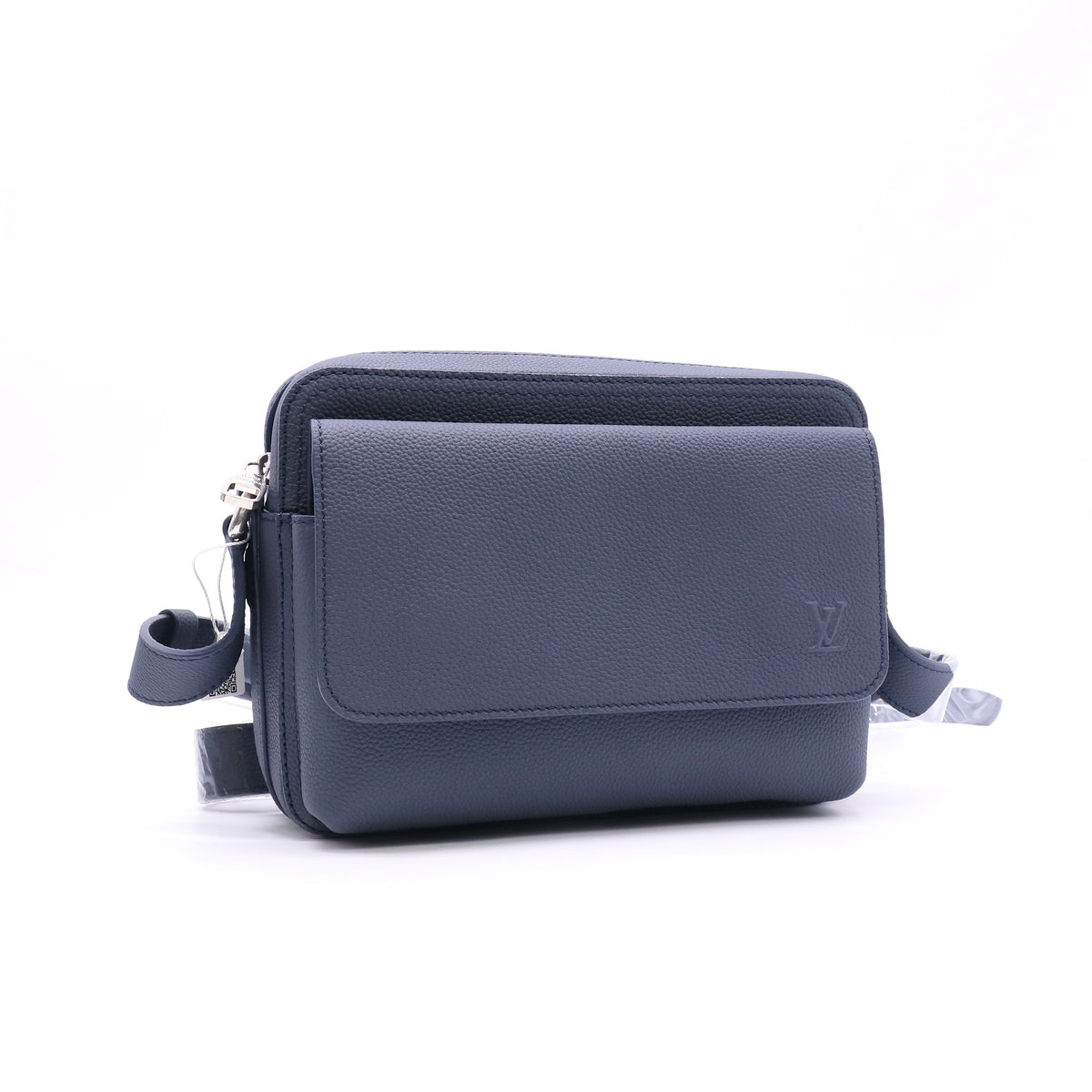 Louis Vuitton Boarding Messenger PM Navy Blue Grained Calfskin Leather Crossbody Bag Twins LDZ1647