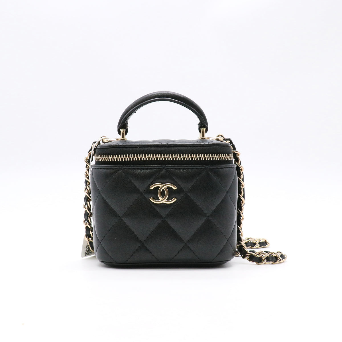 Classic Top Handle Vanity Case with Chain Quilted Mini