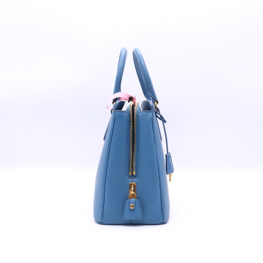 Prada Turchese Saffiano Lux Leather Parabole Shopping Tote Bag twins LDJ3385