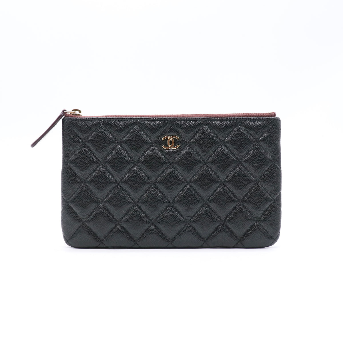 Caviar Quilted Small Zipped Pouch Black Twins LDZ1692
