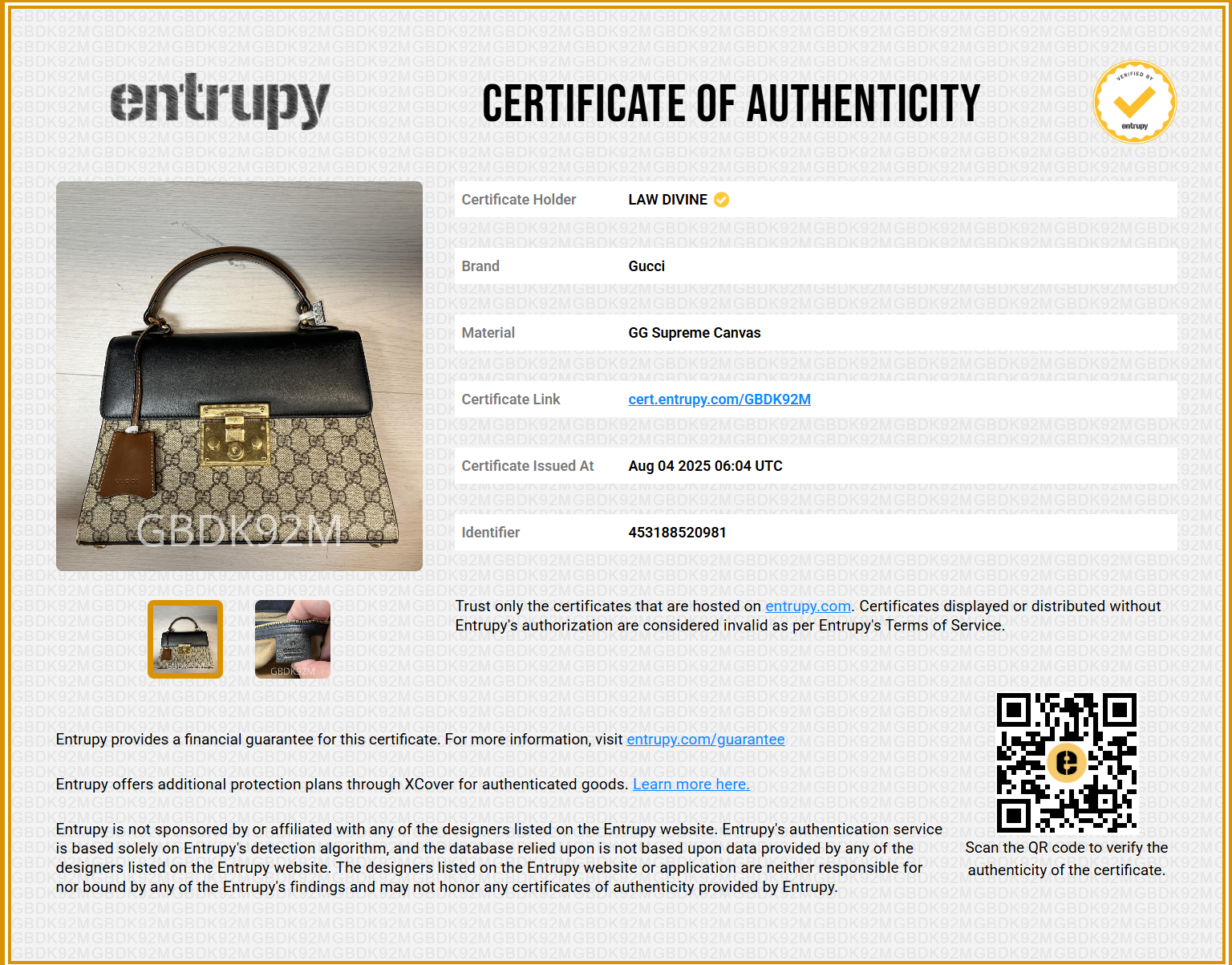 GG Supreme Padlock Medium Top Handle Satchel