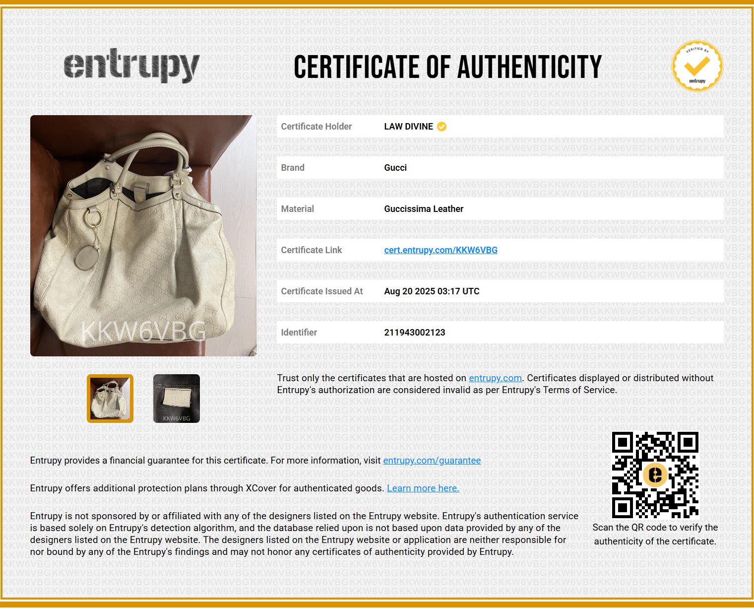 Sukey Large Guccissima Leather Tote Ivory