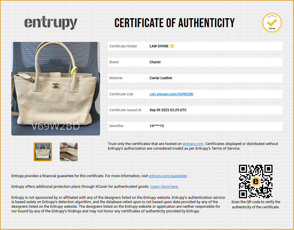 Light Beige Pebbled Leather Cerf Shopping Tote Bag