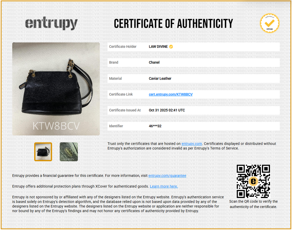 Vintage Logo Chain Tote Caviar Large