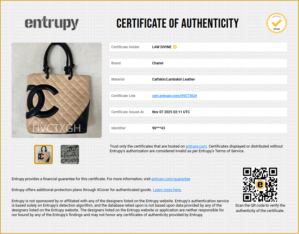 Calfskin Quilted Medium Cambon Tote Beige Black