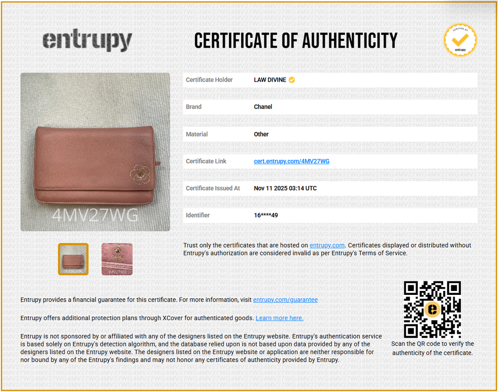 Calfskin Camellia Wallet on Chain