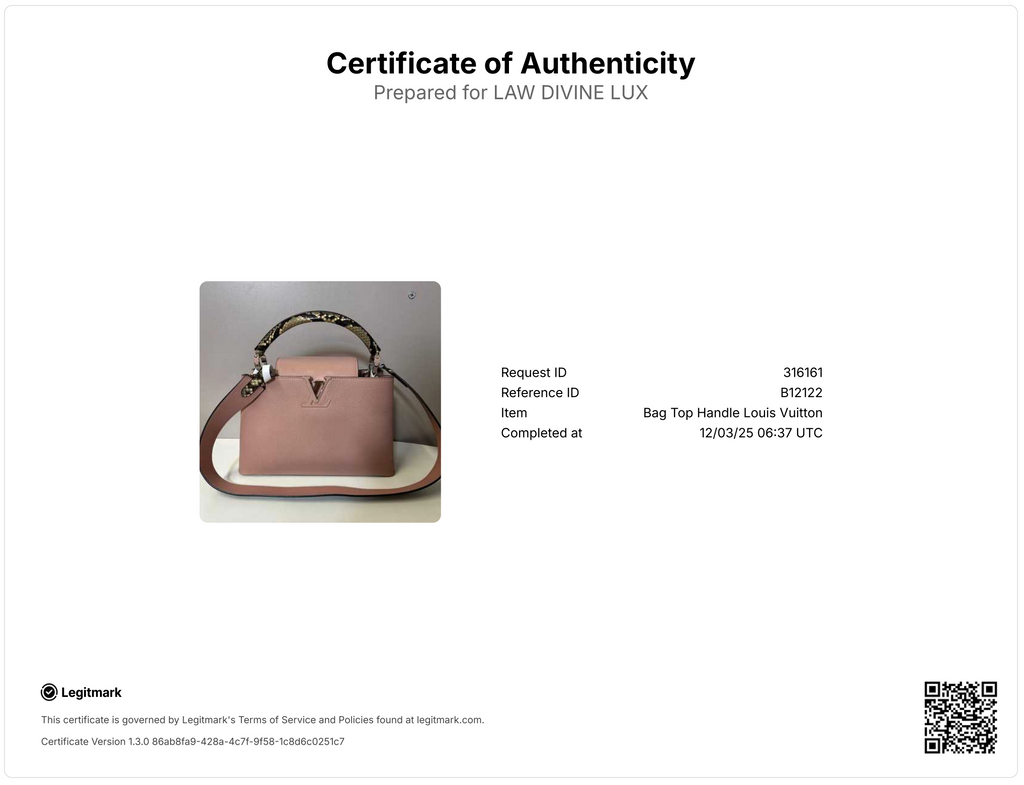 Capucines BB handbag in pink Taurillon leather with a python handle