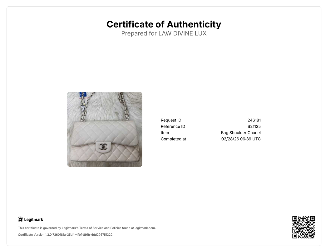 White Quilted Caviar Leather Classic Single Jumbo Flap Bag B21125
