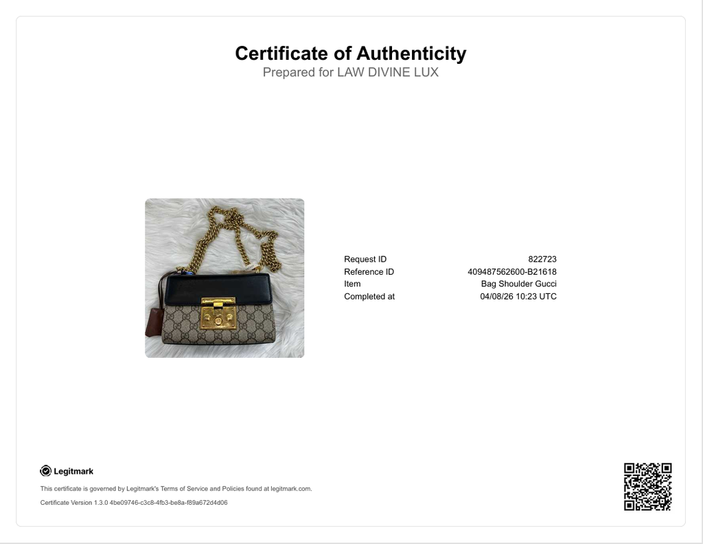 GG Supreme Monogram Calfskin Small Padlock Shoulder Bag Beige Black Cuir B21618