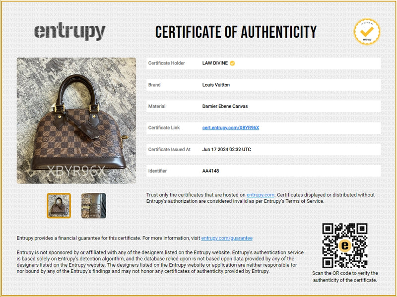 Louis Vuitton Alma Handbag Damier BB