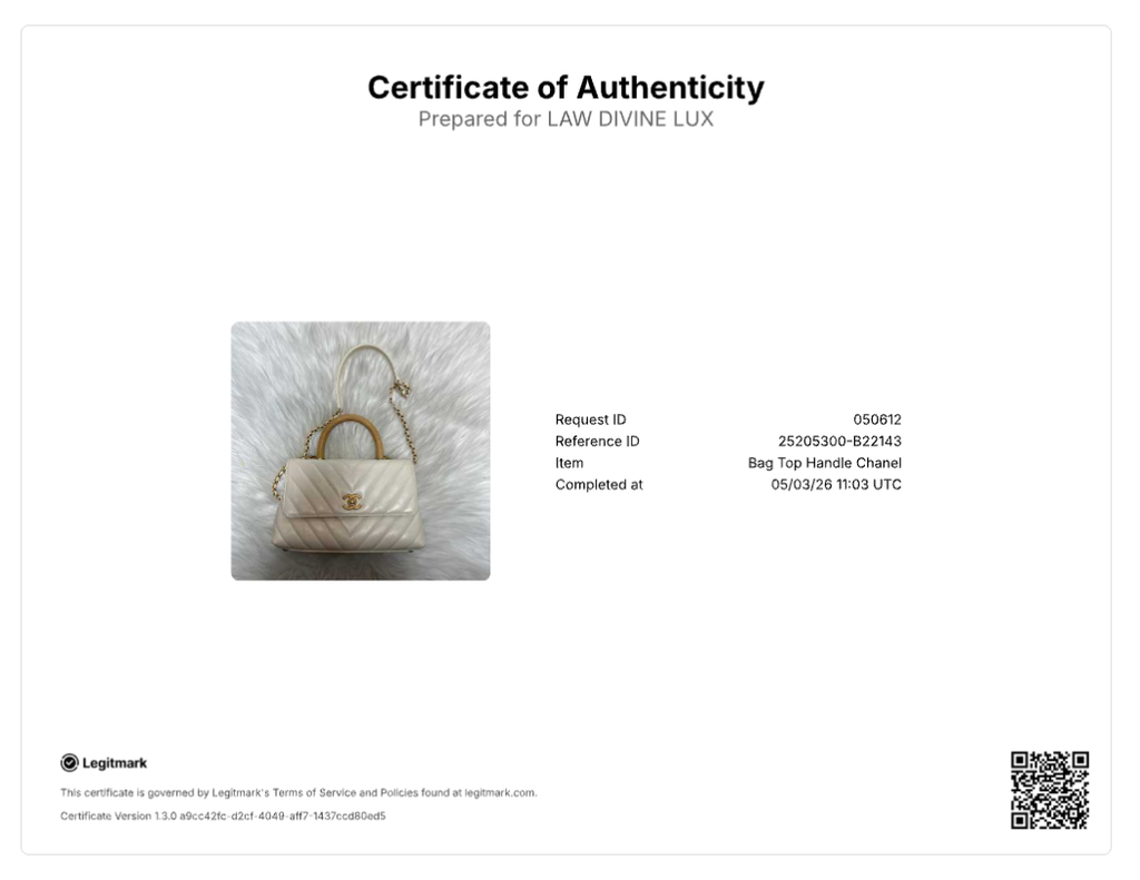 Chanel Ivory Chevron Quilted Caviar Leather Small Coco Top Handle Bag with Genuine Lizard Handle B22143