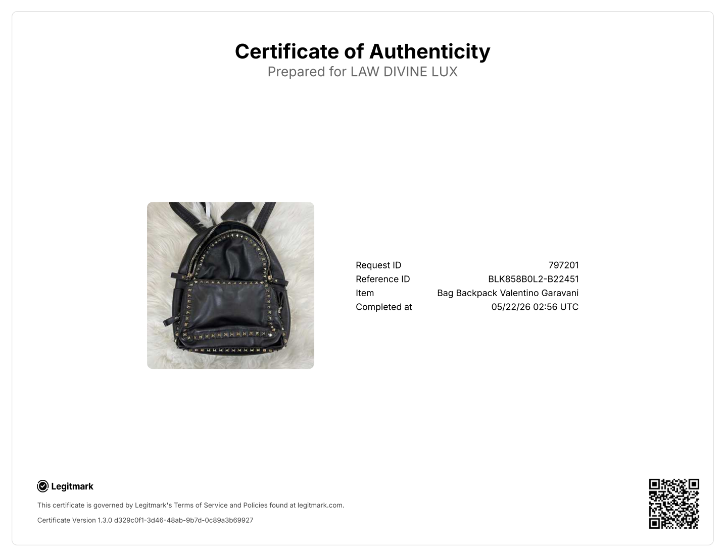 Valentino Garavani Smooth Leather Rockstud Backpack Black twins B22451