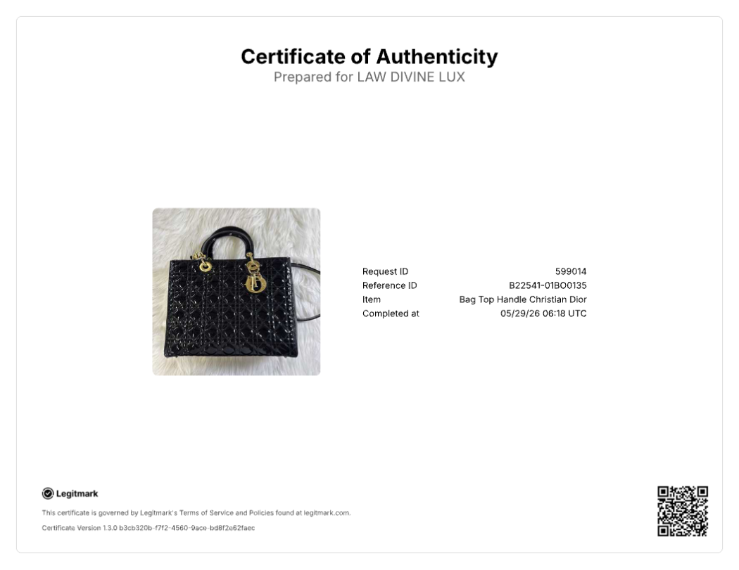 Large Lady Dior Bag in Black Patent Cannage B22541