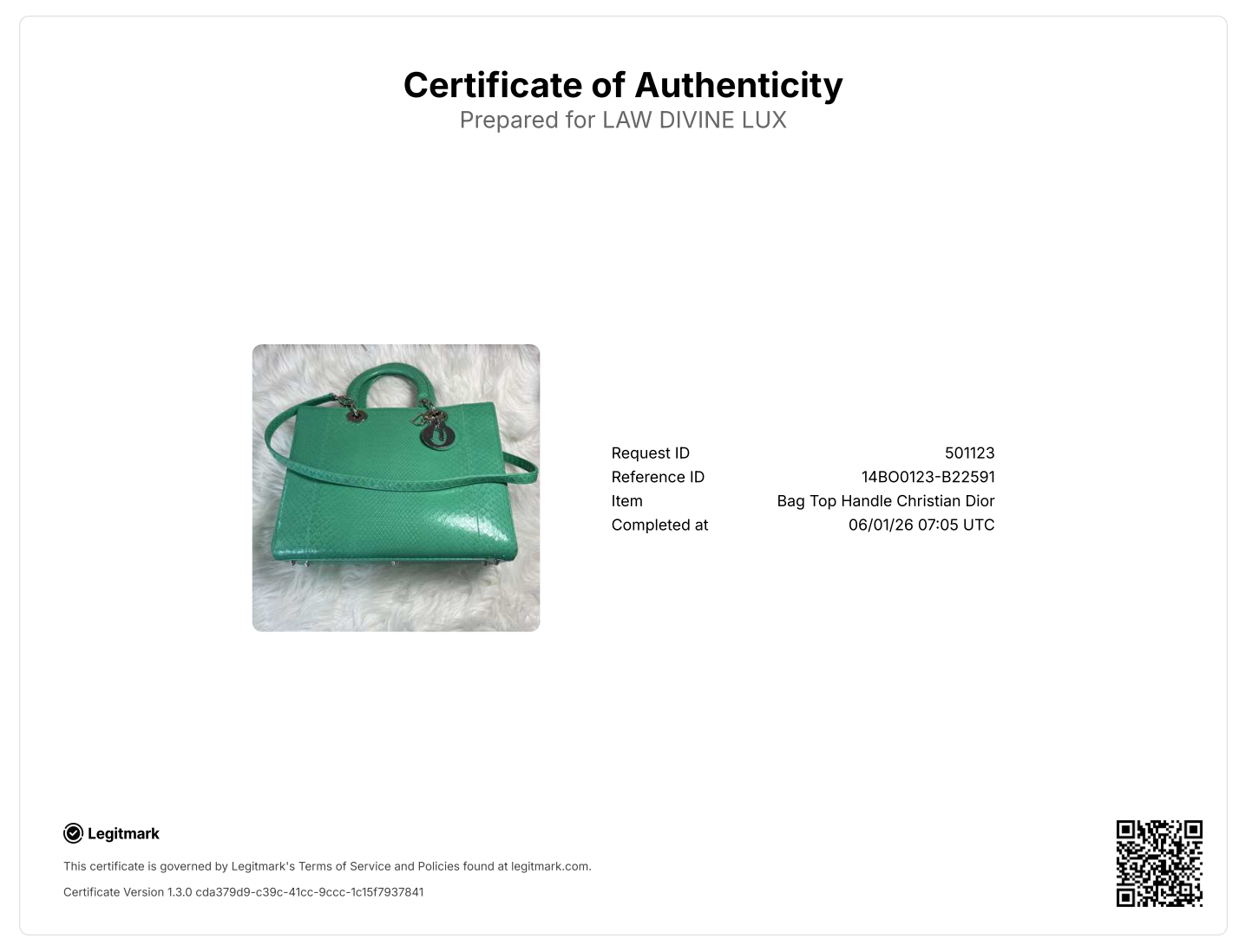 Christian Dior Green Python Large Lady Dior Bag twins B22591