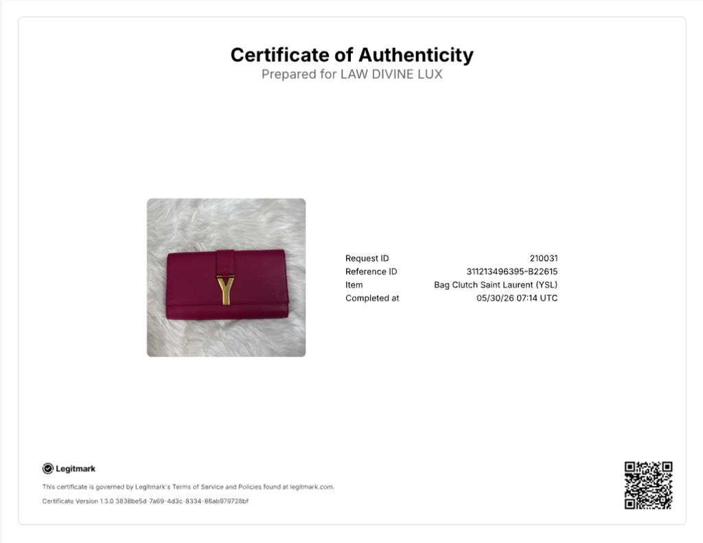 Calfskin Classic Y Ligne Clutch Fuchsia B22615