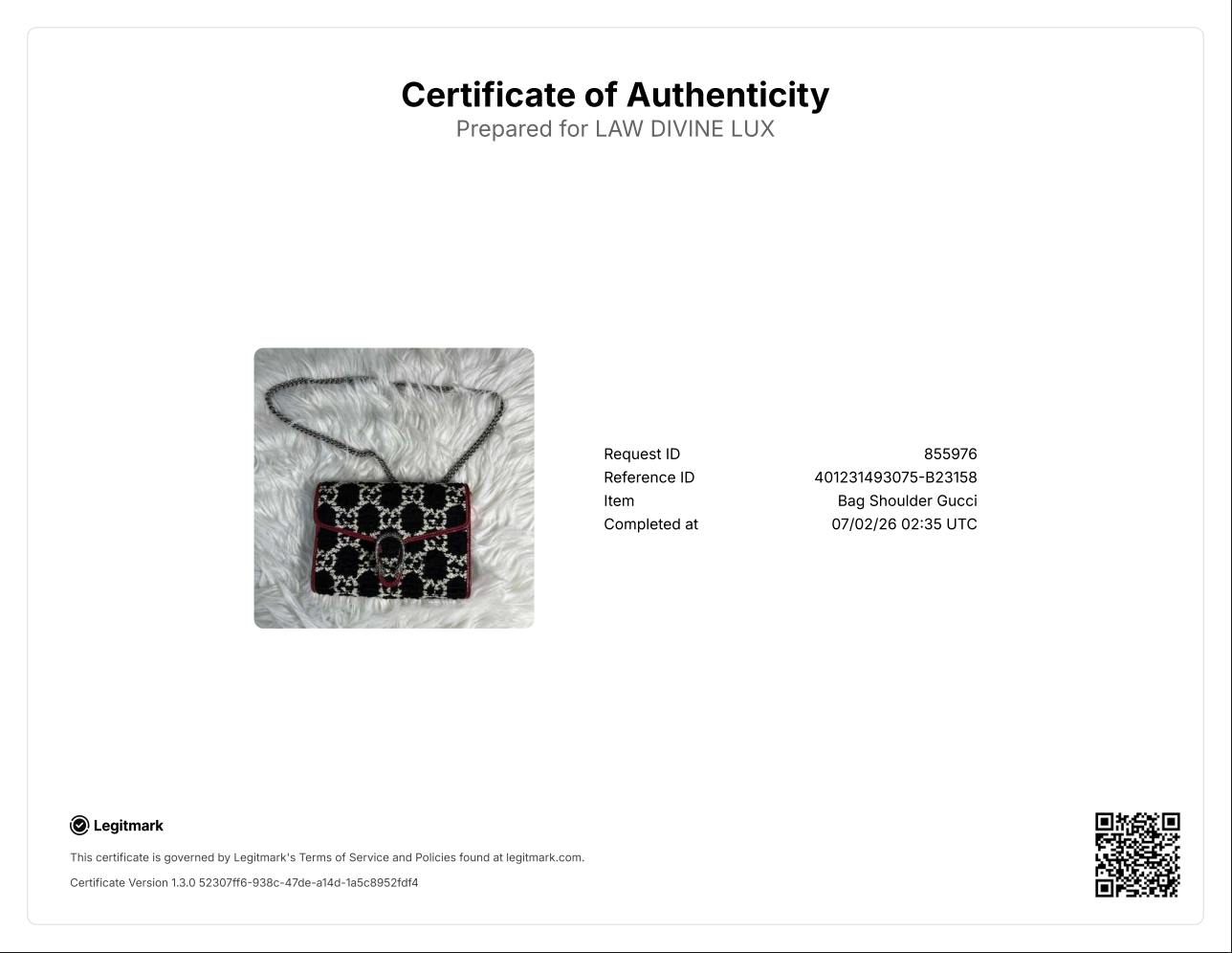 Tweed GG Monogram Mini Dionysus Chain Wallet Black White Romantic Cherry B23158