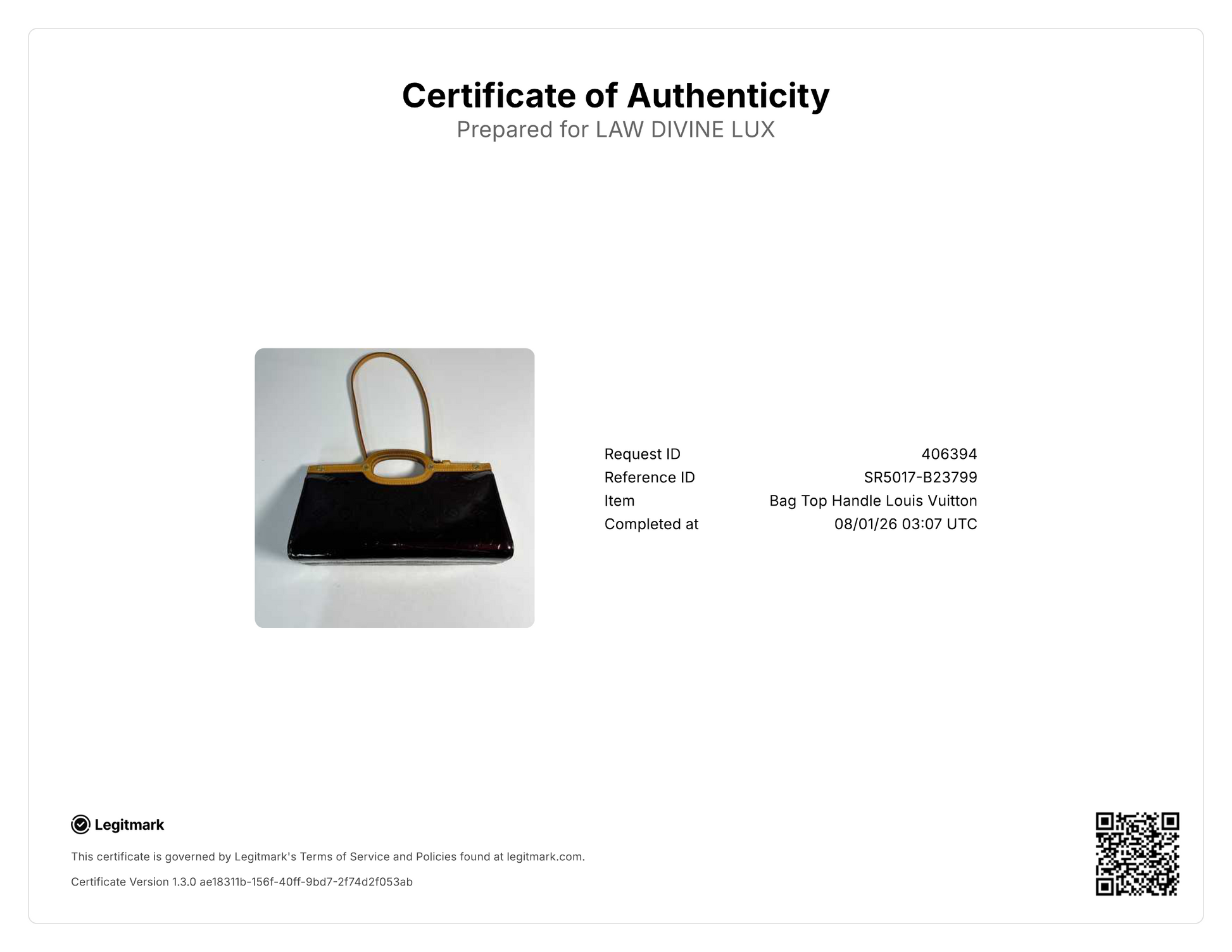 Louis Vuitton Vernis Roxbury Drive Amarante Twins B23799