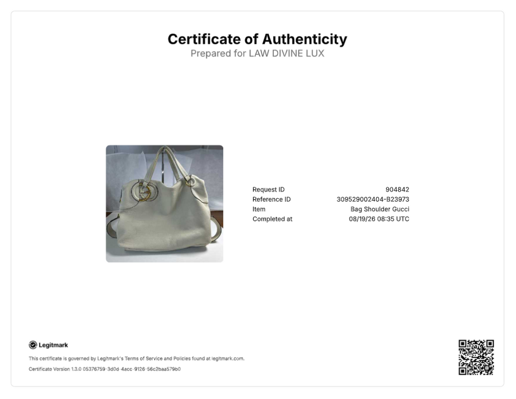 Gucci White Pebbled Leather Twill Top Handle Bag B23973