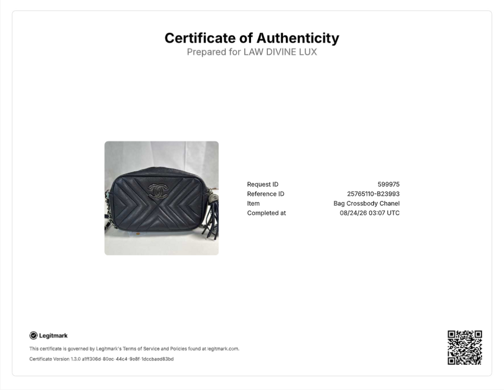 CC Tassel Camera Bag Diagonal Chevron Calfskin Mini B23993