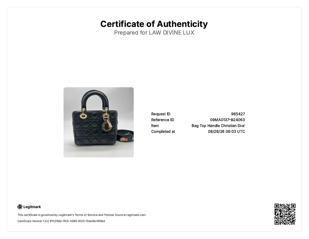 Lambskin Cannage Small Lucky Badges My Lady Dior Navy B24063