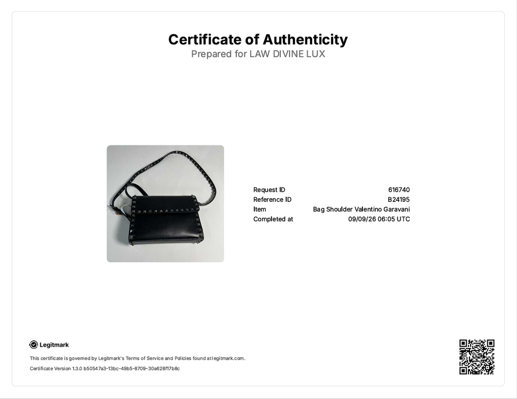 Black Leather Rockstud Flap Crossbody Bag B24195
