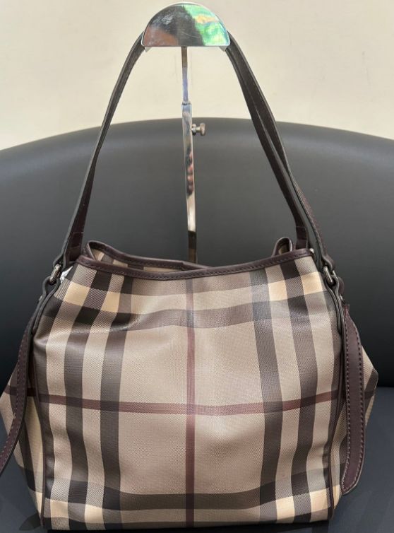 Burberry Smoked Check Coated Canvas Small Canterbury Tote Bag Twins B24321