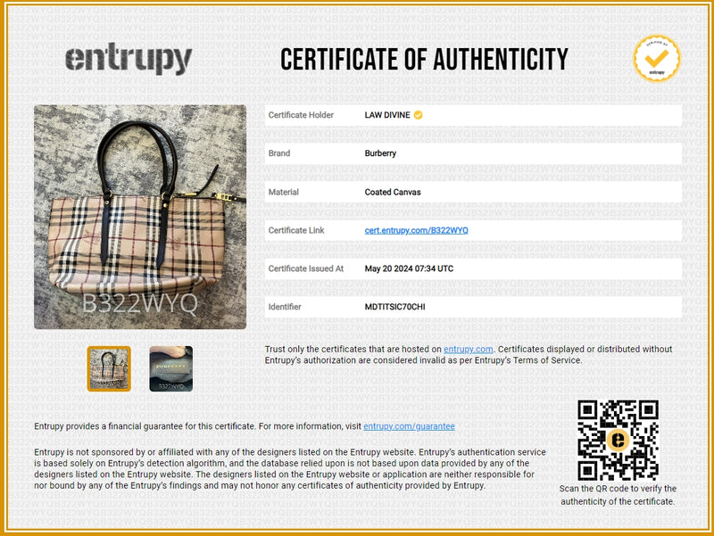 BURBERRY Plaid Coated Canvas Tote Bag