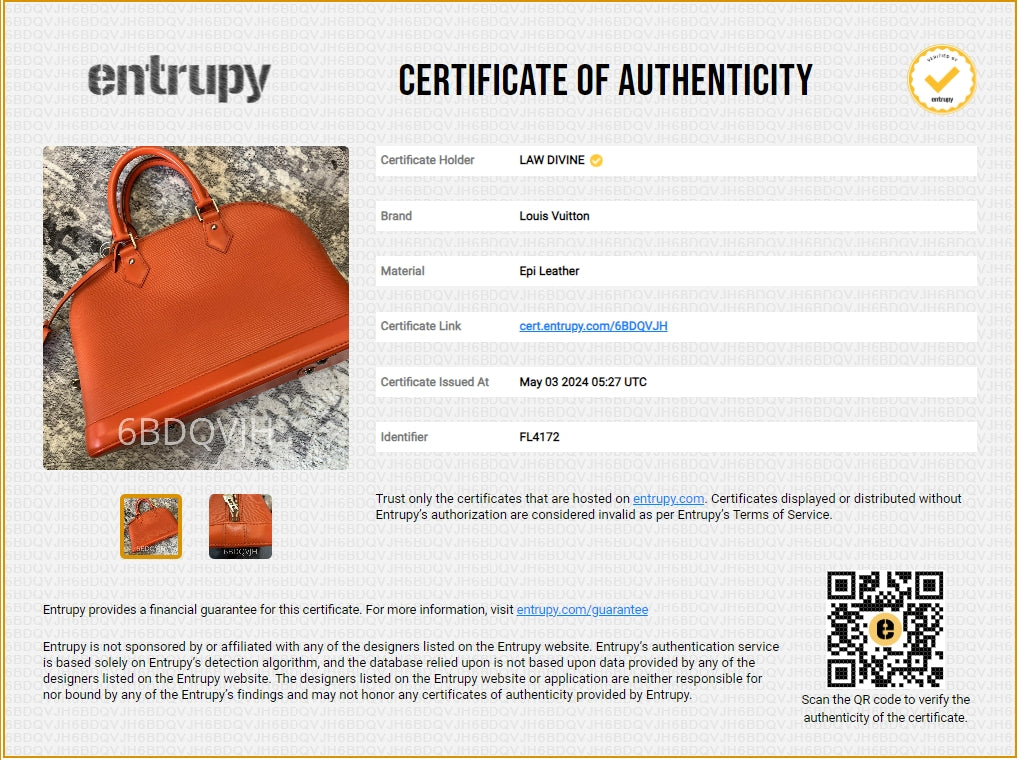 Louis Vuitton Vintage Alma Handbag Epi Leather PM