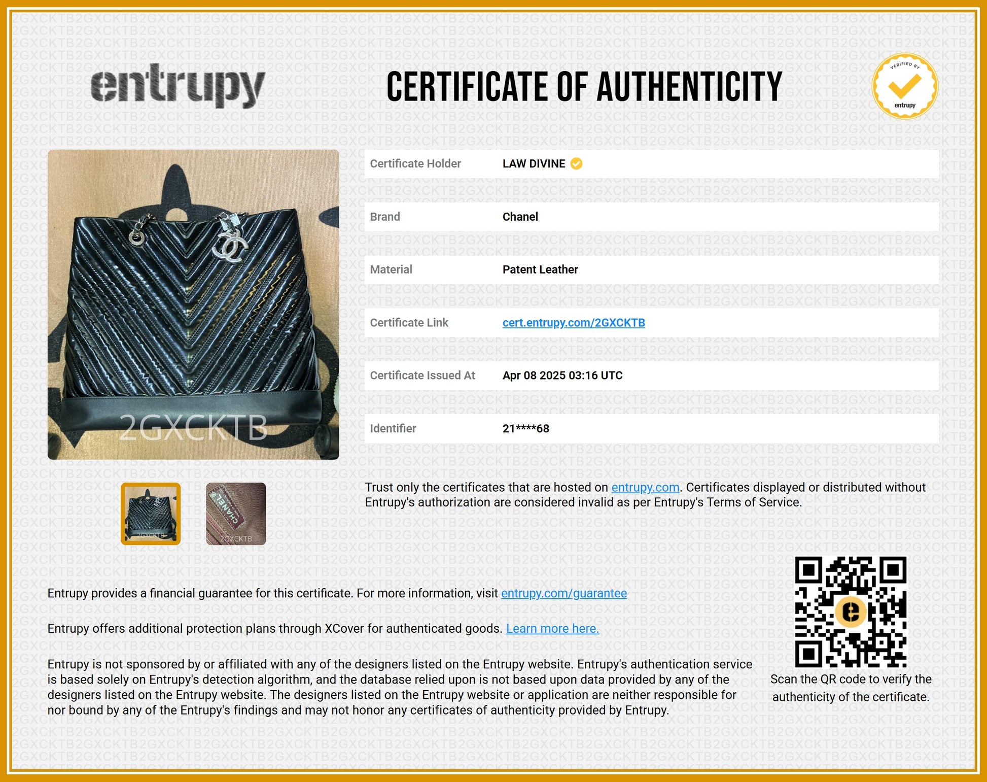 CC Charm Tote Chevron Patent Medium