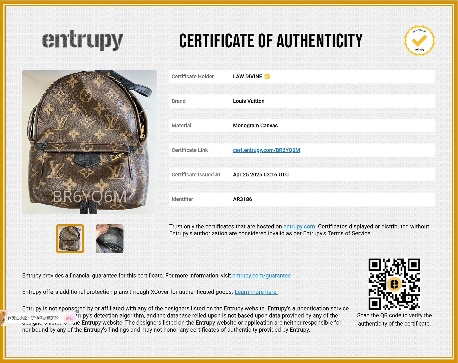 Palm Springs Backpack Monogram Canvas Mini