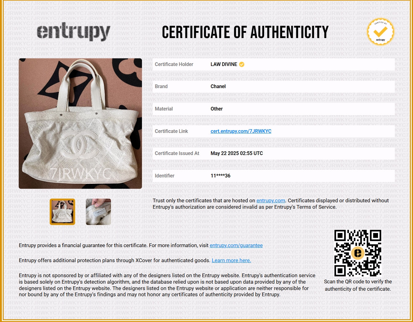Goatskin Perforated Large CC Tote White