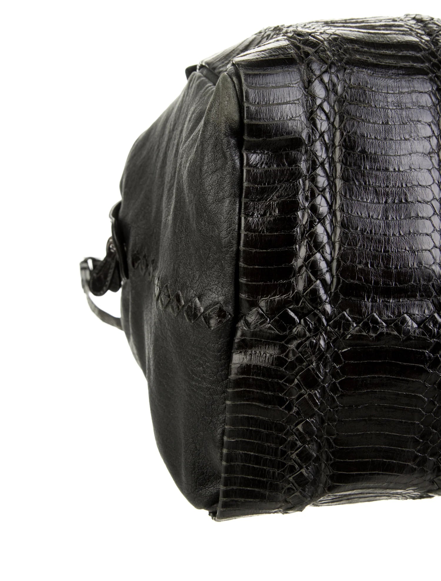 Python Intrecciato-Trimmed Leather Coba Bag Twins