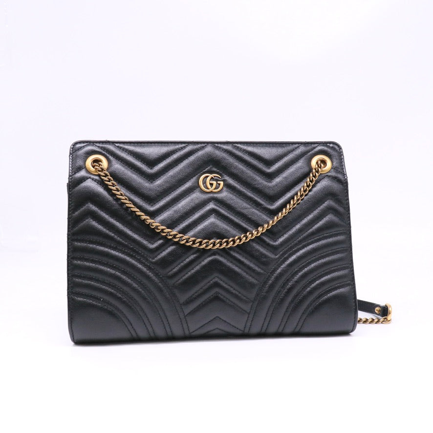 Azalea Calfskin Matelasse Heart Medium GG Marmont Slim Shoulder Bag Twins B24896