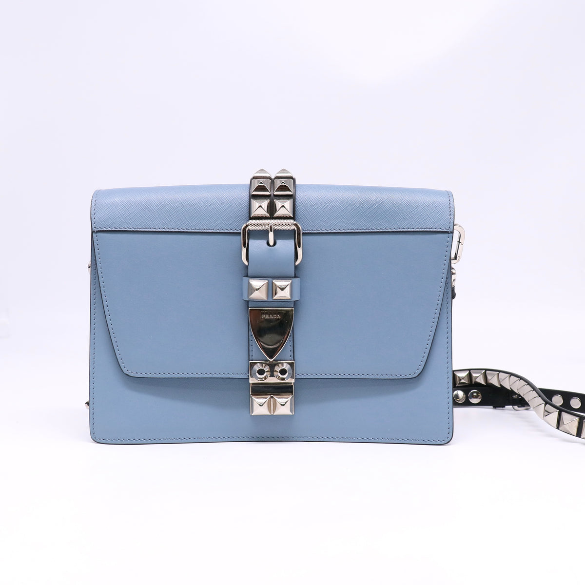 Saffiano City Calfskin Studded Large Elektra Shoulder Bag