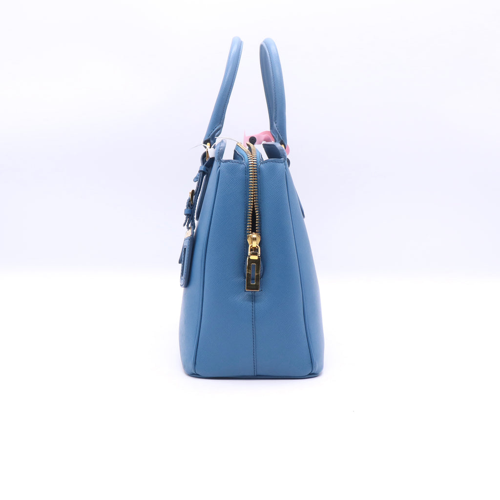 Prada Turchese Saffiano Lux Leather Parabole Shopping Tote Bag twins LDJ3385