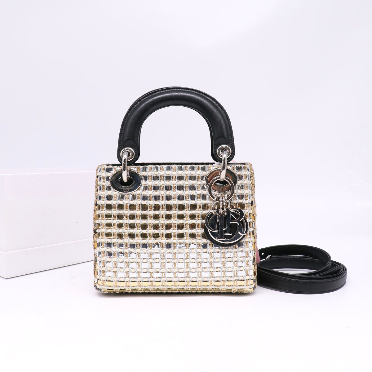 Woven Metallic Mini Lady Dior Bag Twins LDJ6717