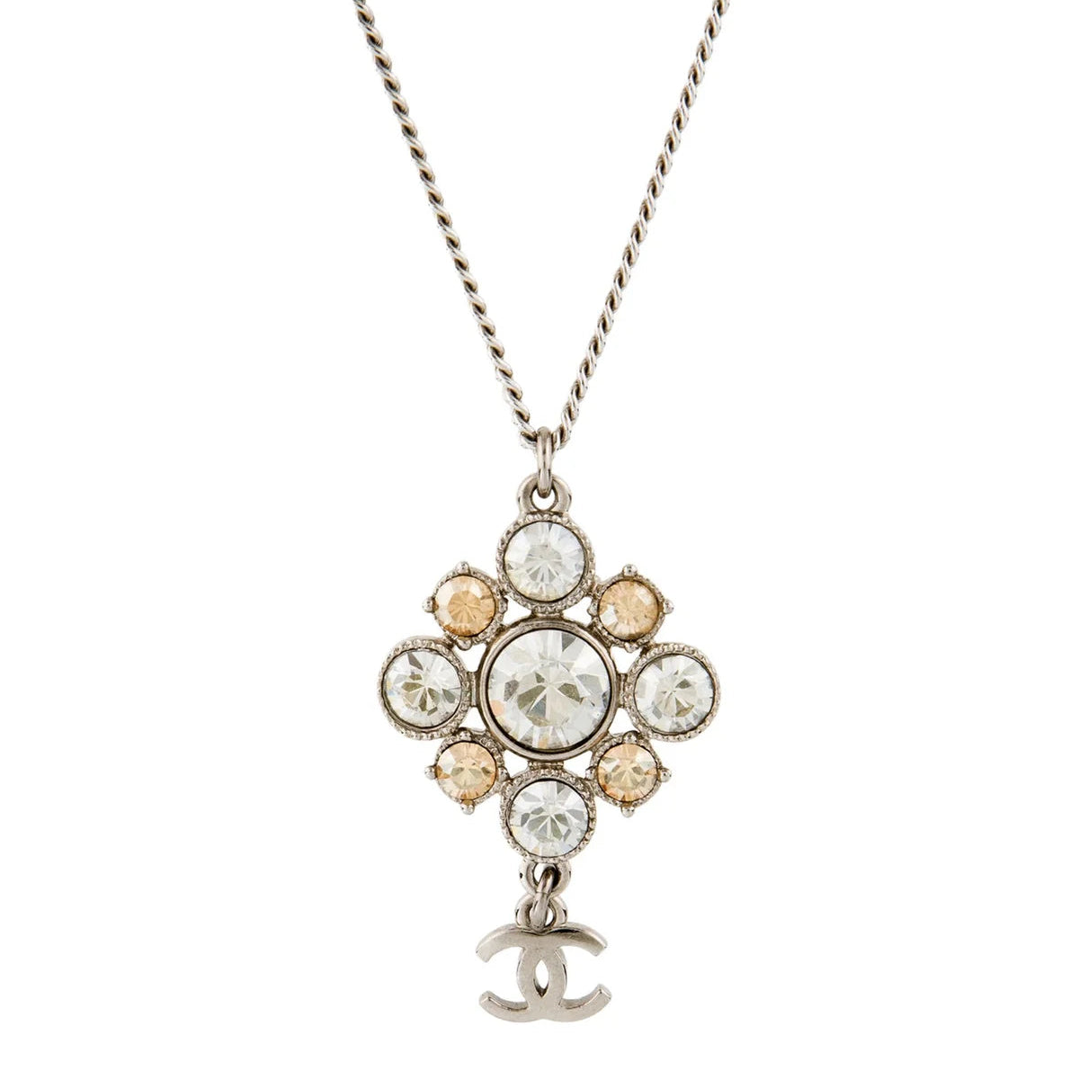 Chanel Strass CC Pendant Necklace Twins LDZ1264