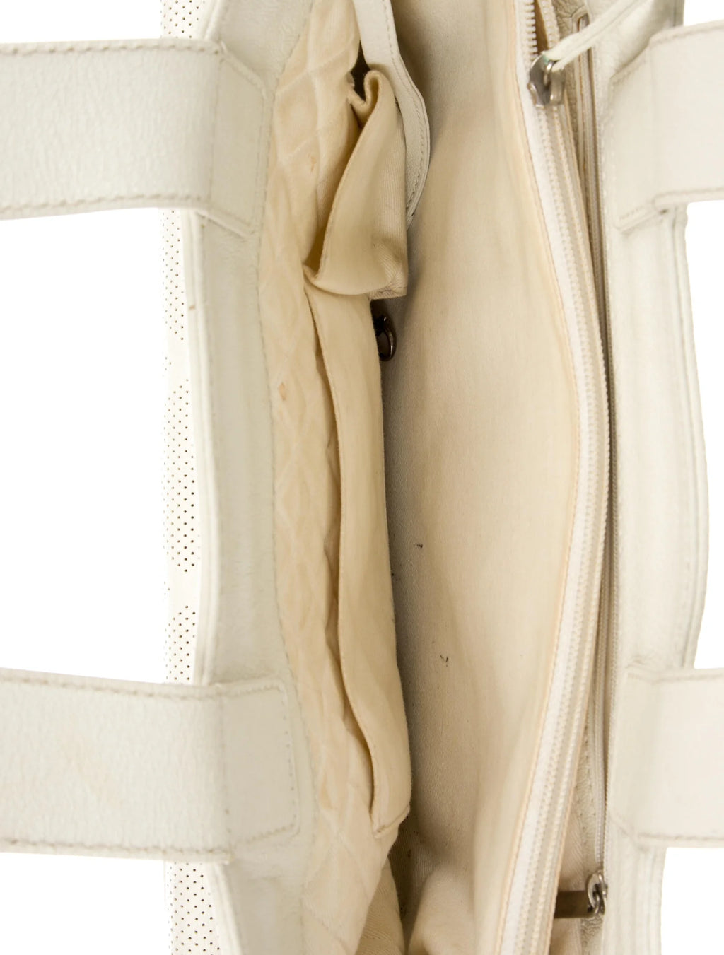 Goatskin Perforated Large CC Tote White