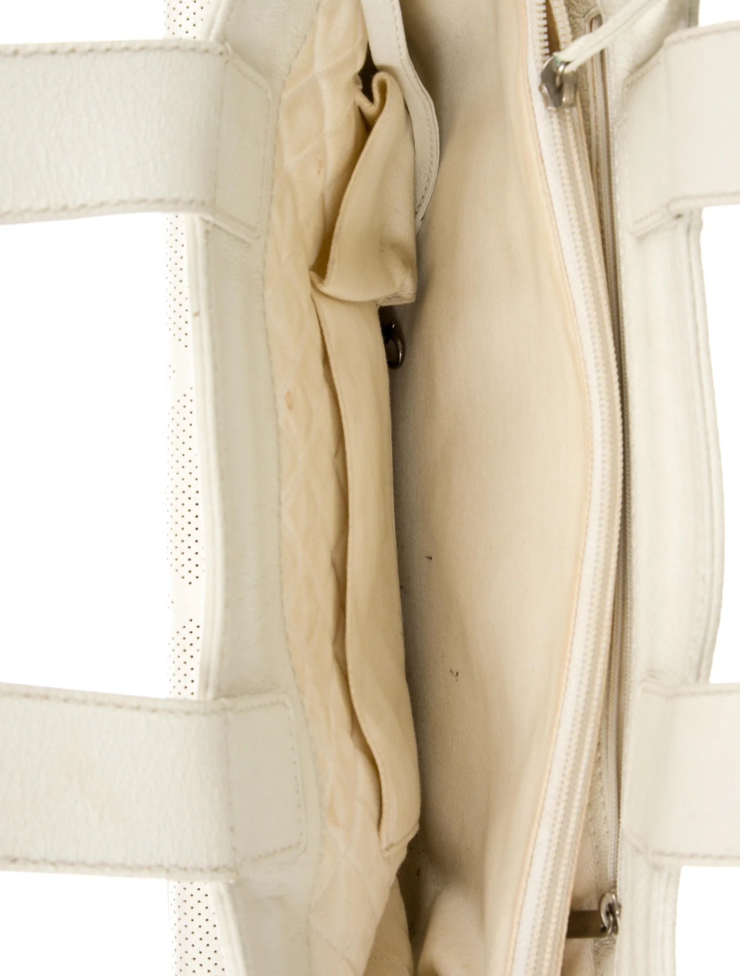 Goatskin Perforated Large CC Tote White