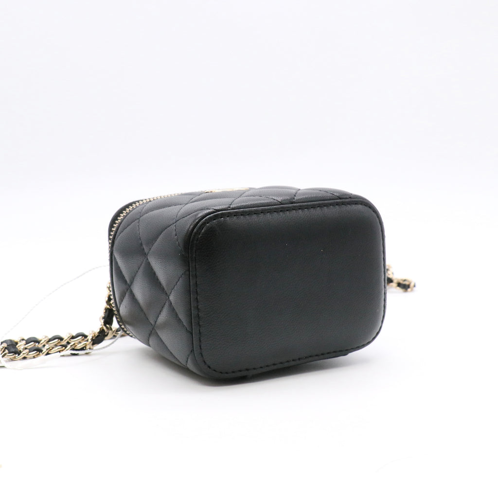 Classic Top Handle Vanity Case with Chain Quilted Mini