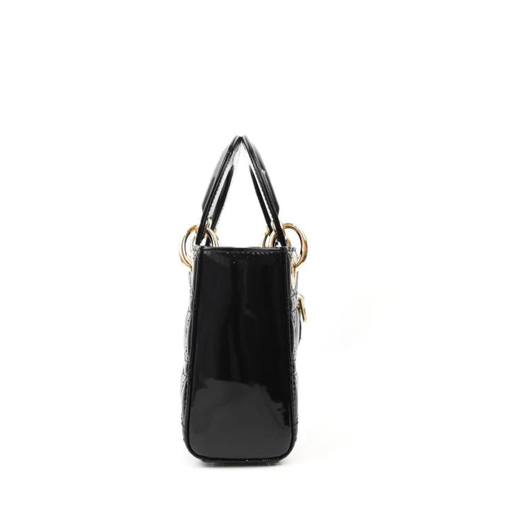CHRISTIAN DIOR Patent Cannage Mini Lady Dior Black twins LDJ4410