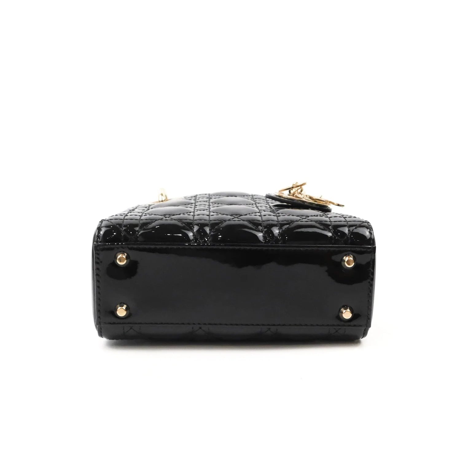 CHRISTIAN DIOR Patent Cannage Mini Lady Dior Black twins LDJ4410