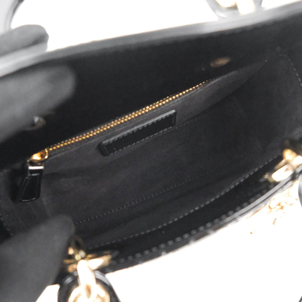 CHRISTIAN DIOR Patent Cannage Mini Lady Dior Black twins LDJ4410
