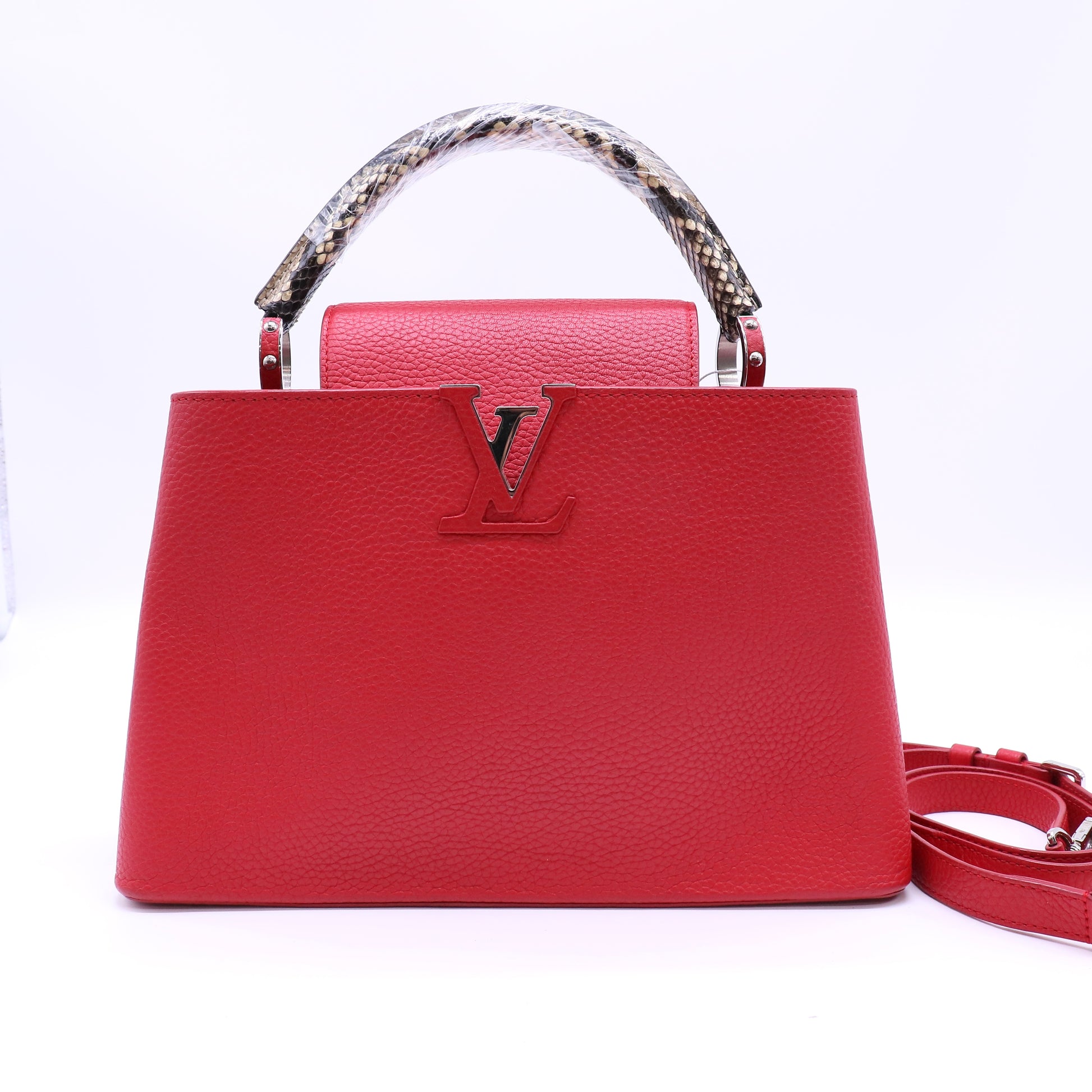 Louis Vuitton Capucines Red with Python Leather MM Taurillon / Python twins LDJ4504
