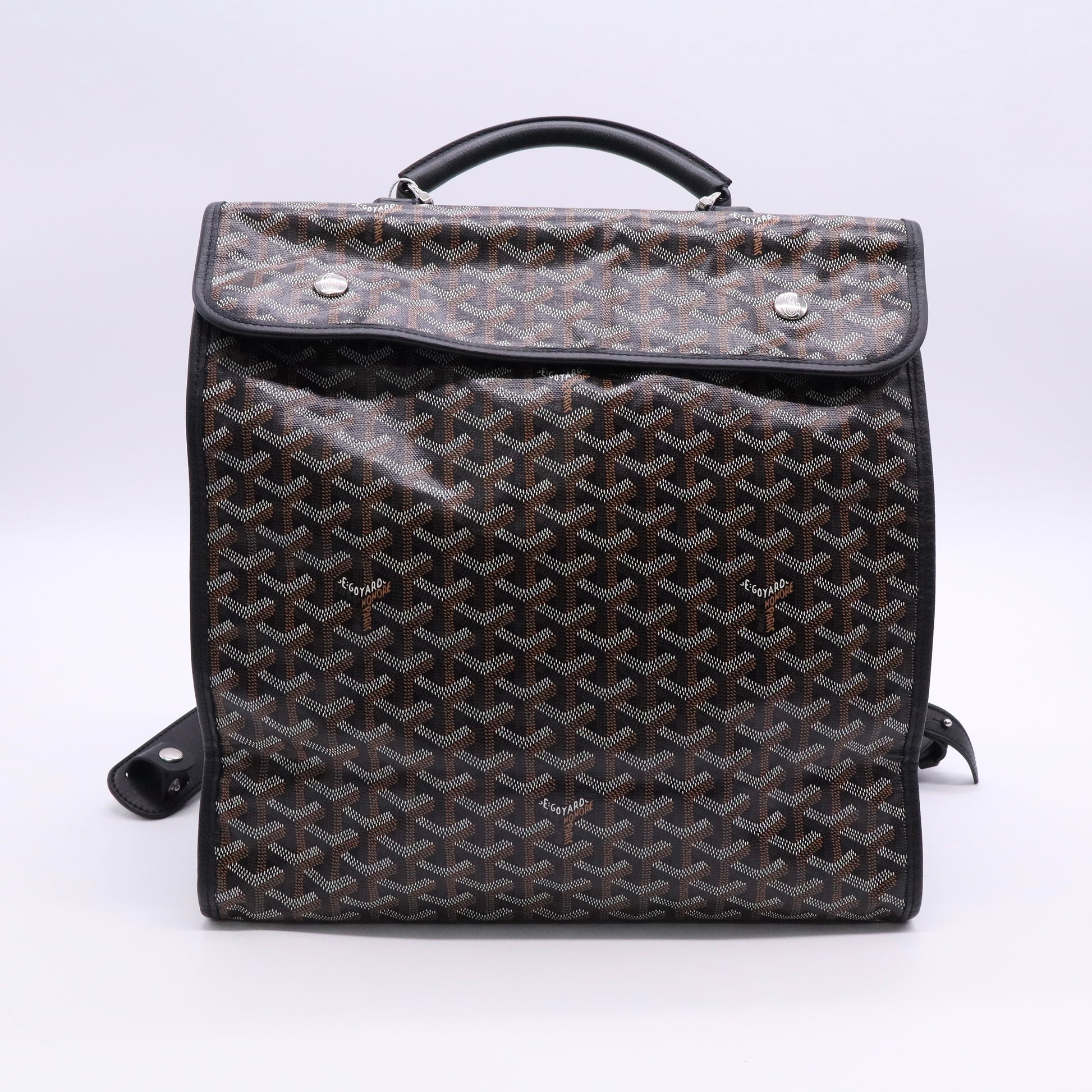 Goyard Black Chevron Print Coated Canvas Saint-Leger Bag TwinsLDJ2715